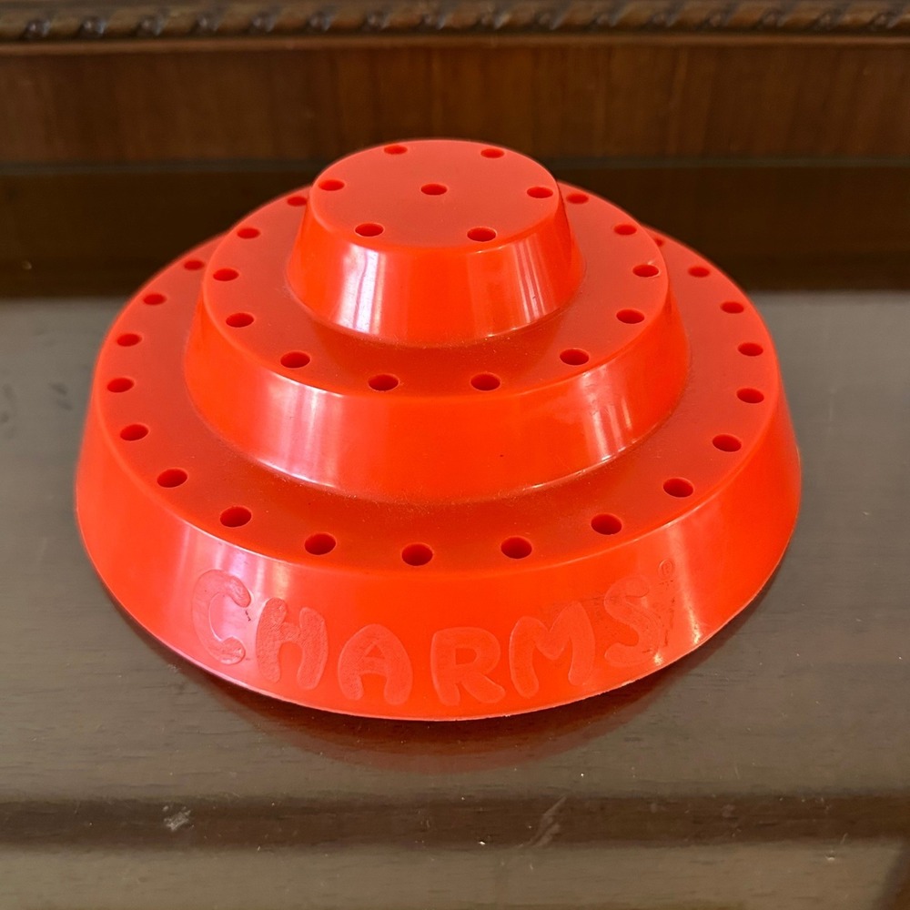 Vintage Charms Blow Pop Lollipop Display Stand Red Orange Plastic Tiered Holder